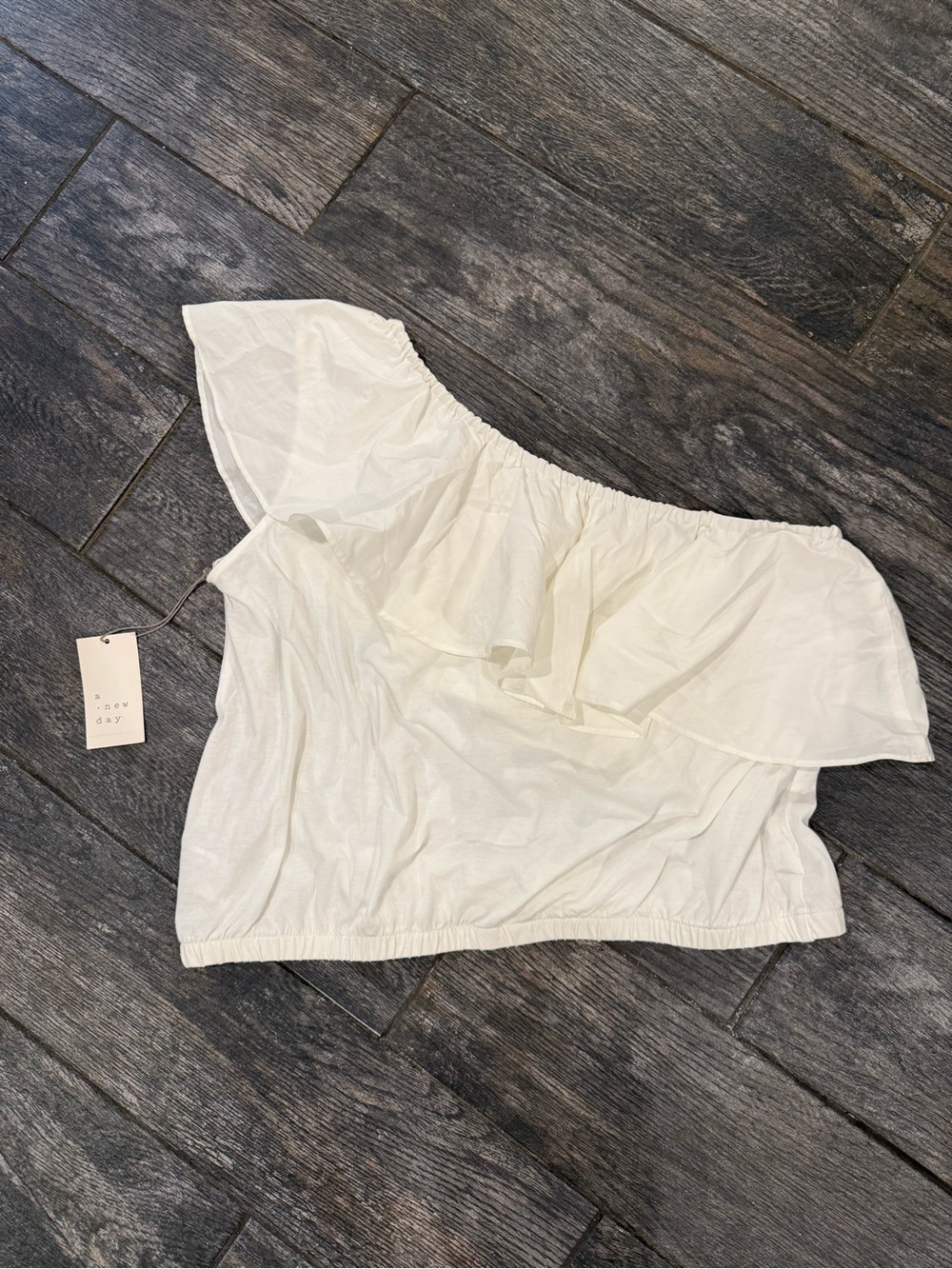 A New Day Ruffled One Shoulder Cropped Top